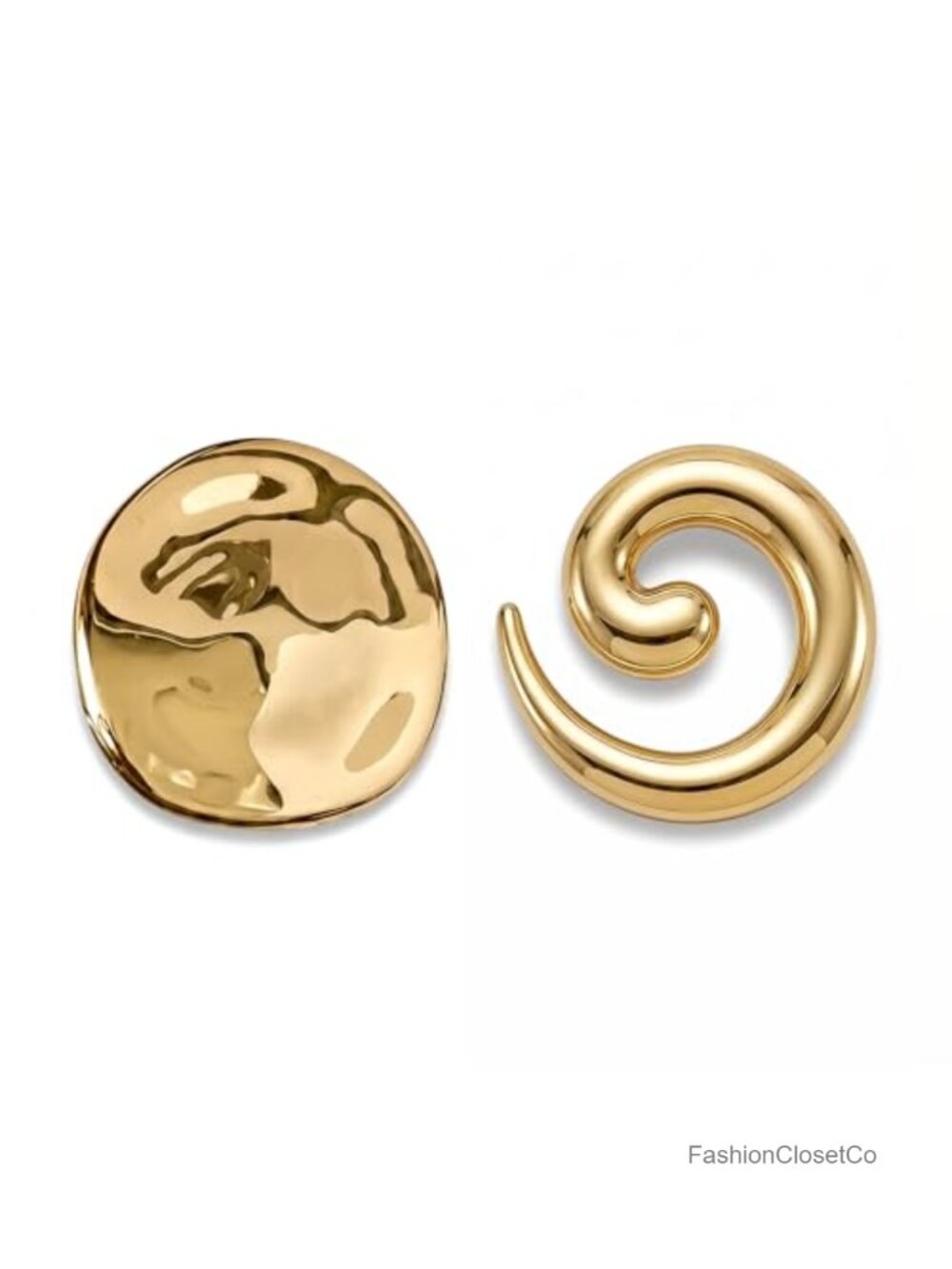 2PCS Geometric Large Gold Alloy Brooch Pin Set for Coats Scarves Dress